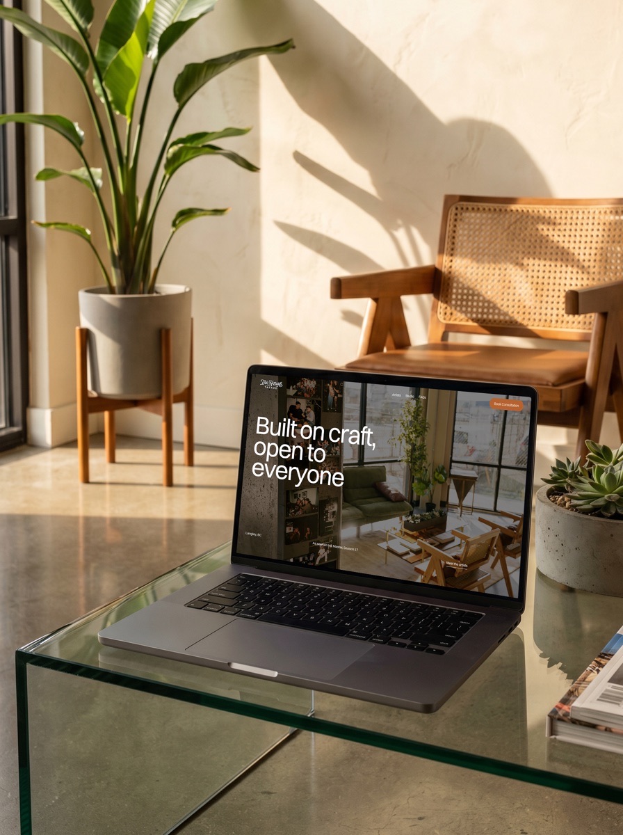 Ink House Tattoo Studio homepage on laptop