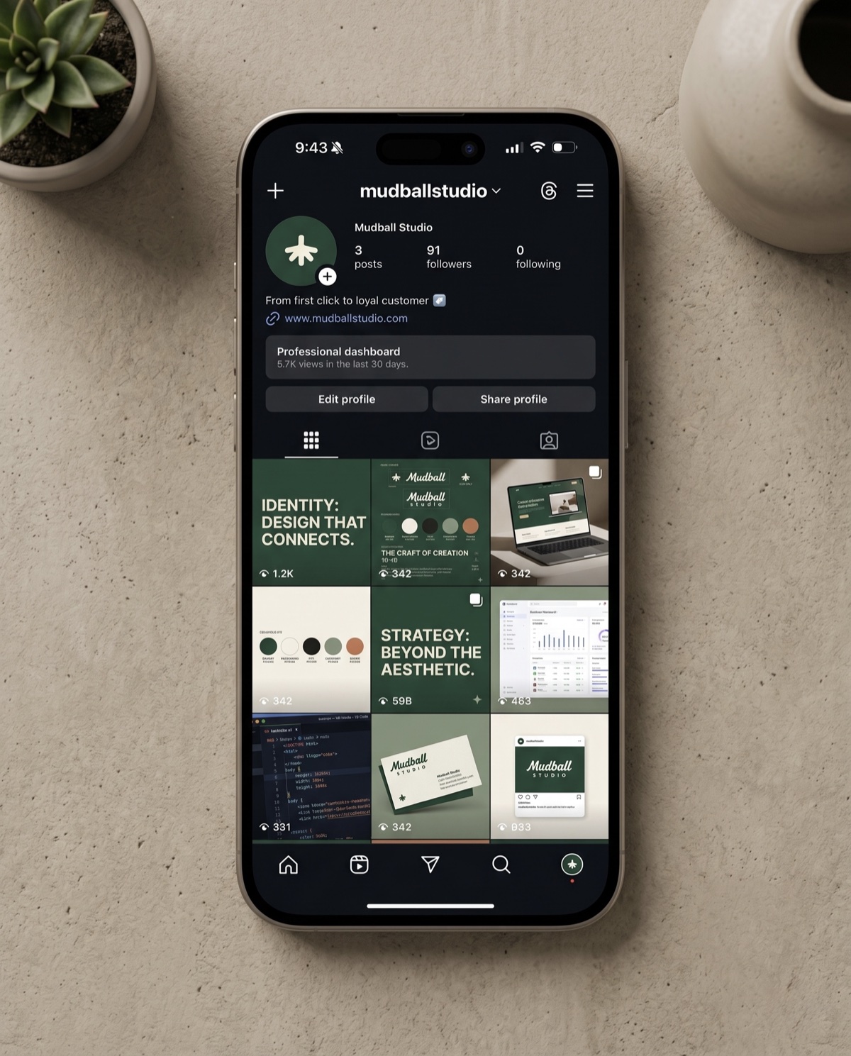 Mudball Studio Instagram profile