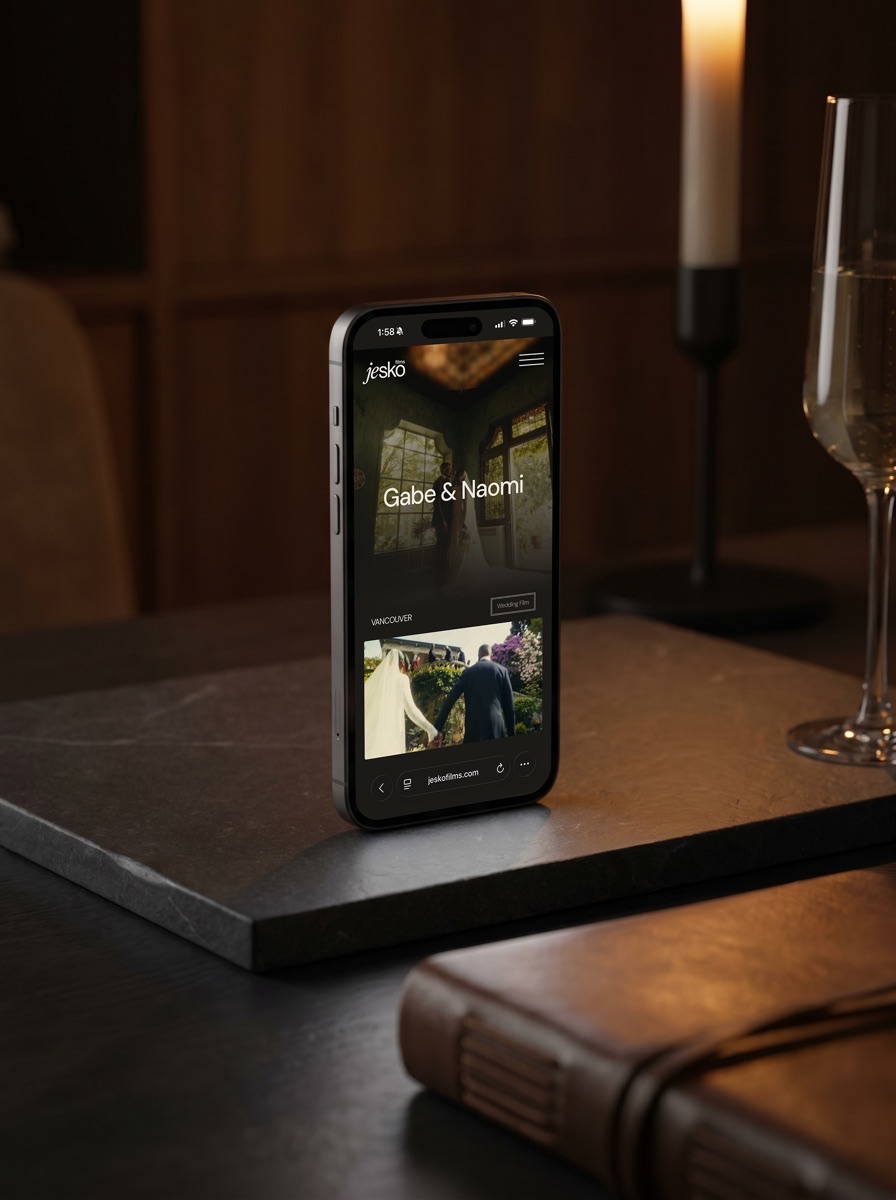 Jesko Films couple feature page on mobile