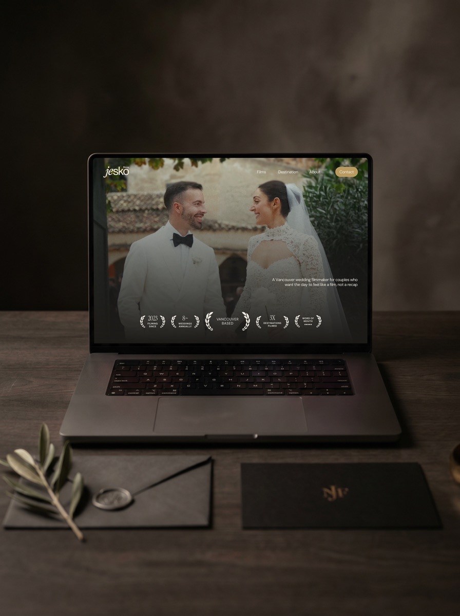 Jesko Films homepage on laptop